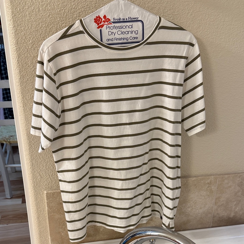 Pendleton White and Green Striped Tee